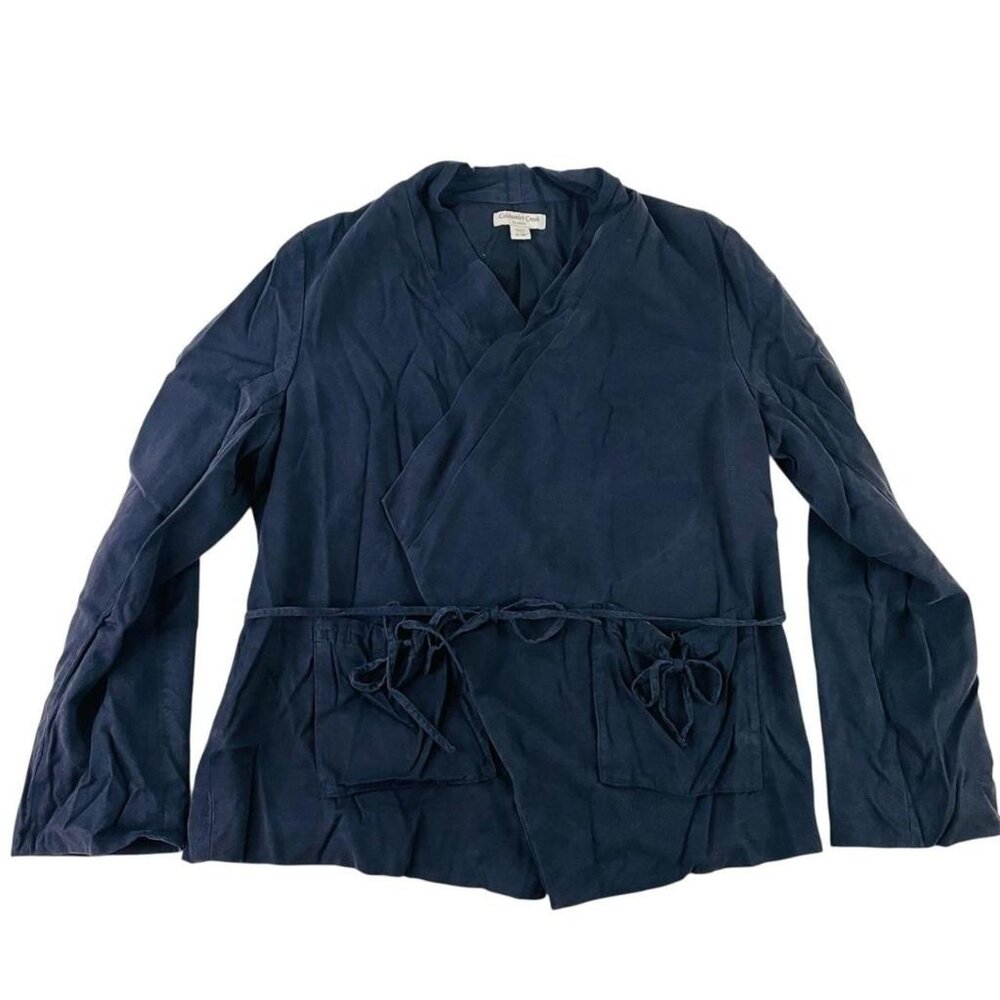 Coldwater Creek Draped Collar Waterfall Wrap Jacket Utility Blazer Womens XL